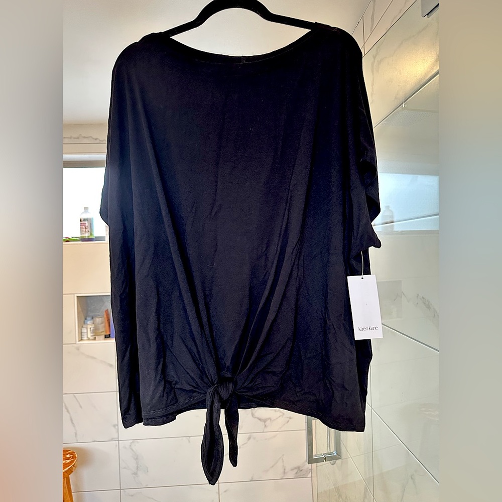 COPY - NWT Karen Kane Boatneck Tie-Front Top, Black (Plus Size 3X)